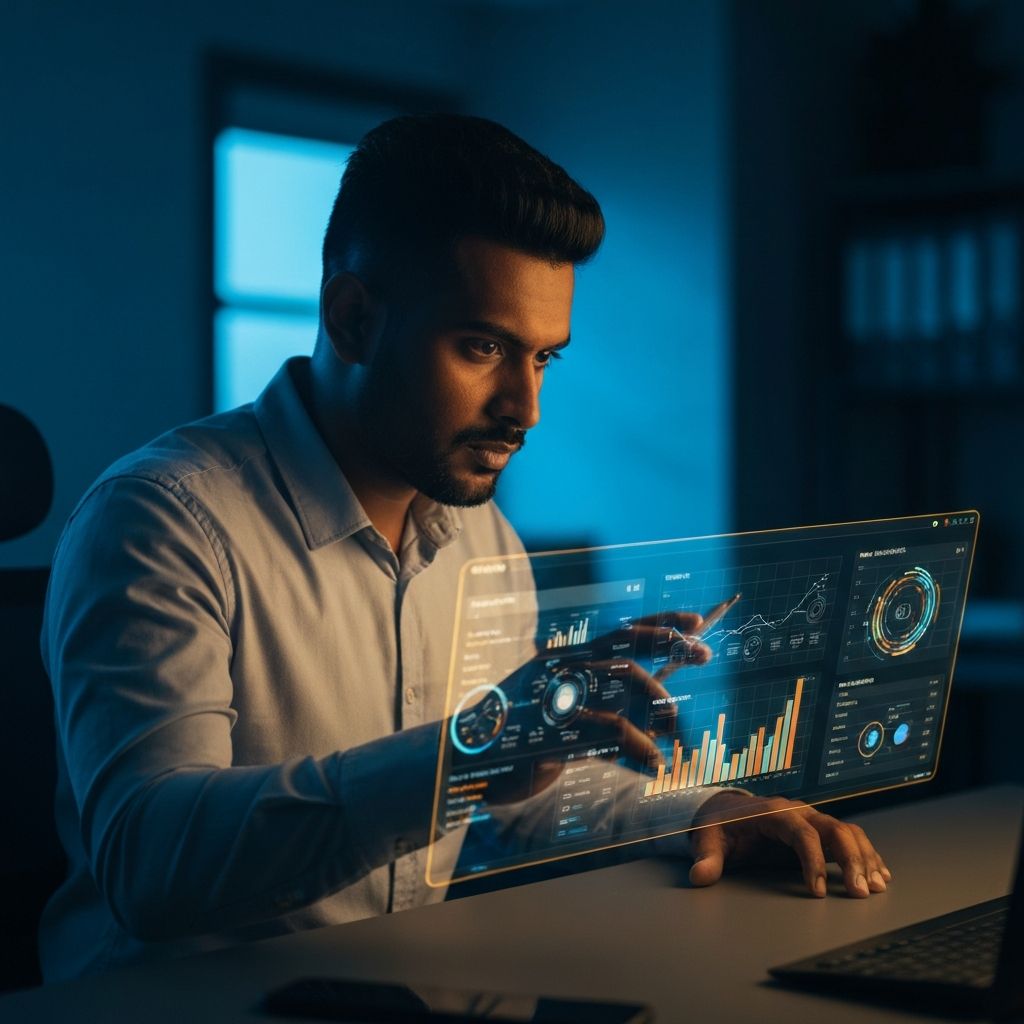 Professional using AI analytics dashboard